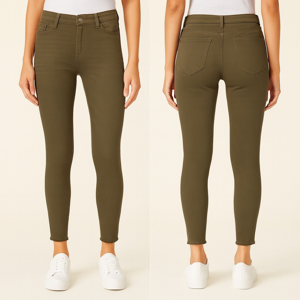 Celebrity Pink Juniors Frayed Skinny Jeans Zippy Olive Size 3/26 Mid Rise Ankle